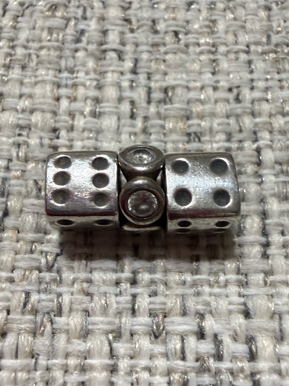 Pandora Dice Charms 3 Piece Set Sterling Silver Cubic Zirconia Stone Spacer